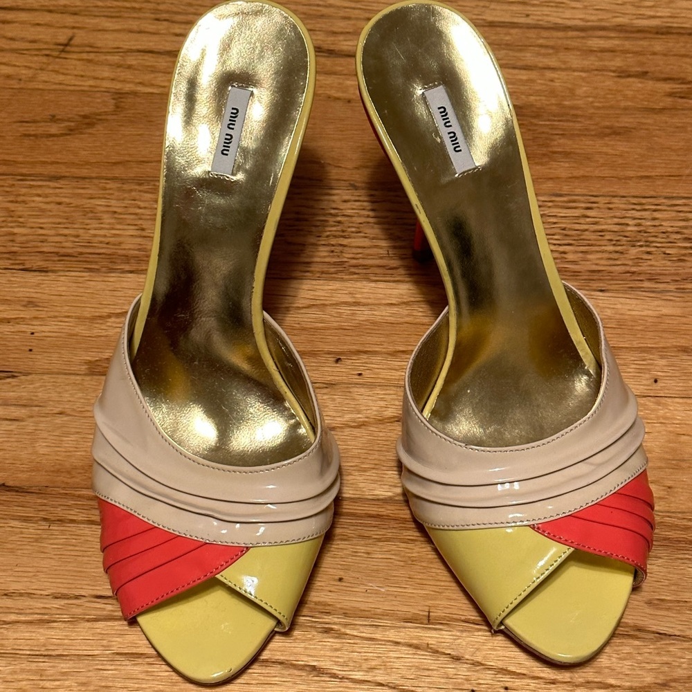 Miu Miu Tri-Color Golden Heels